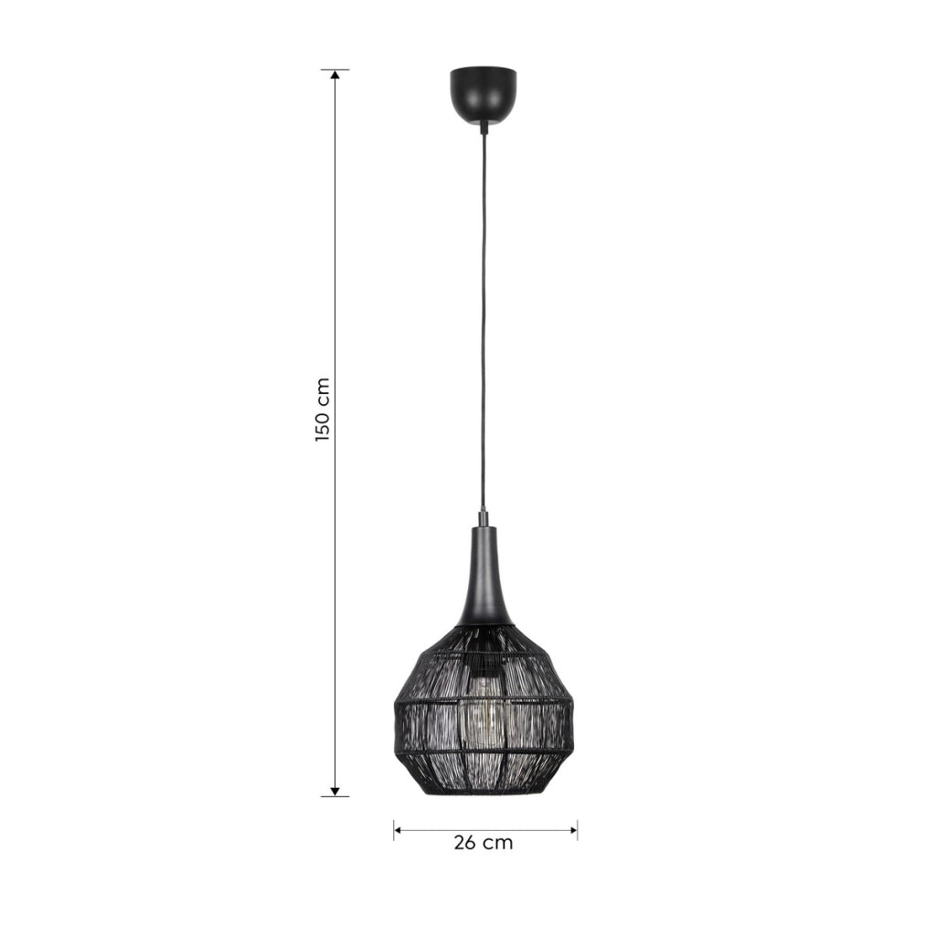 Lampada a sospensione industriale nera E27 Trio Soraya