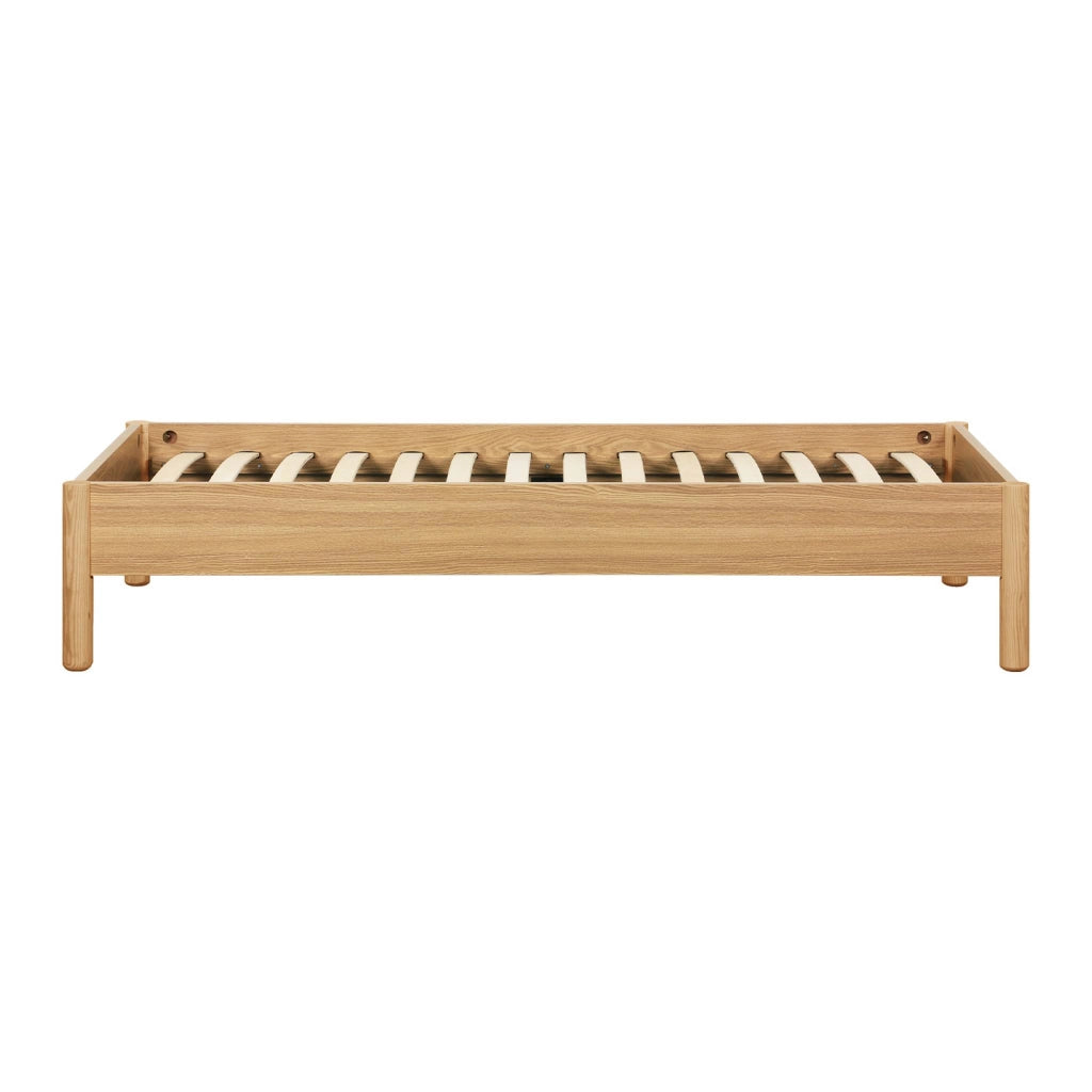 Letto con rete a doghe 90x190cm decorazione legno, marrone naturale
