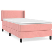 Letto singolo | Letto per adulti | Giroletto a Molle con Materasso Rosa 100x200 cm in Velluto