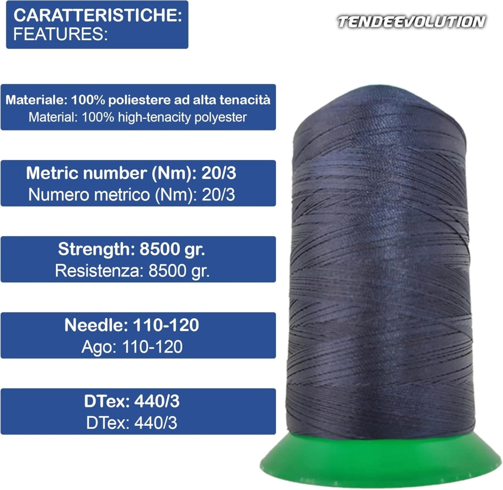 Filo da Cucire Esterno & Nautico Bordeaux - Resistenza Superiore & Durabilità - 1500 mt - Perfetto per Pelle, Scarpe, Tela, Tappezzeria