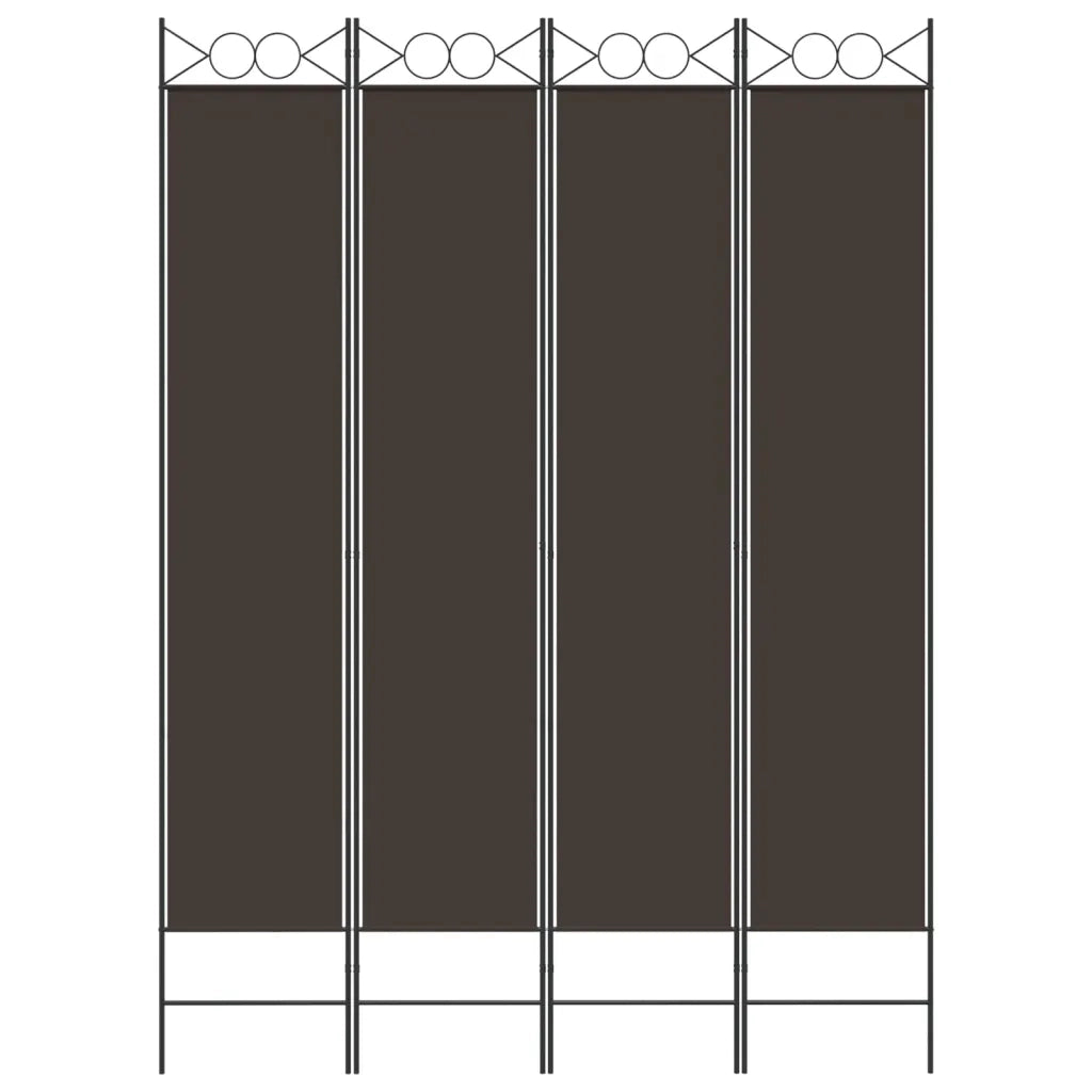 Divisorio a 4 Pannelli Marrone 160x220 cm in Tessuto 350167