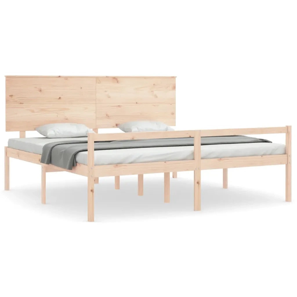 Letto per Anziani con Testiera-Struttura Letto per Anziani 200x200 cm in Legno Massello 588610