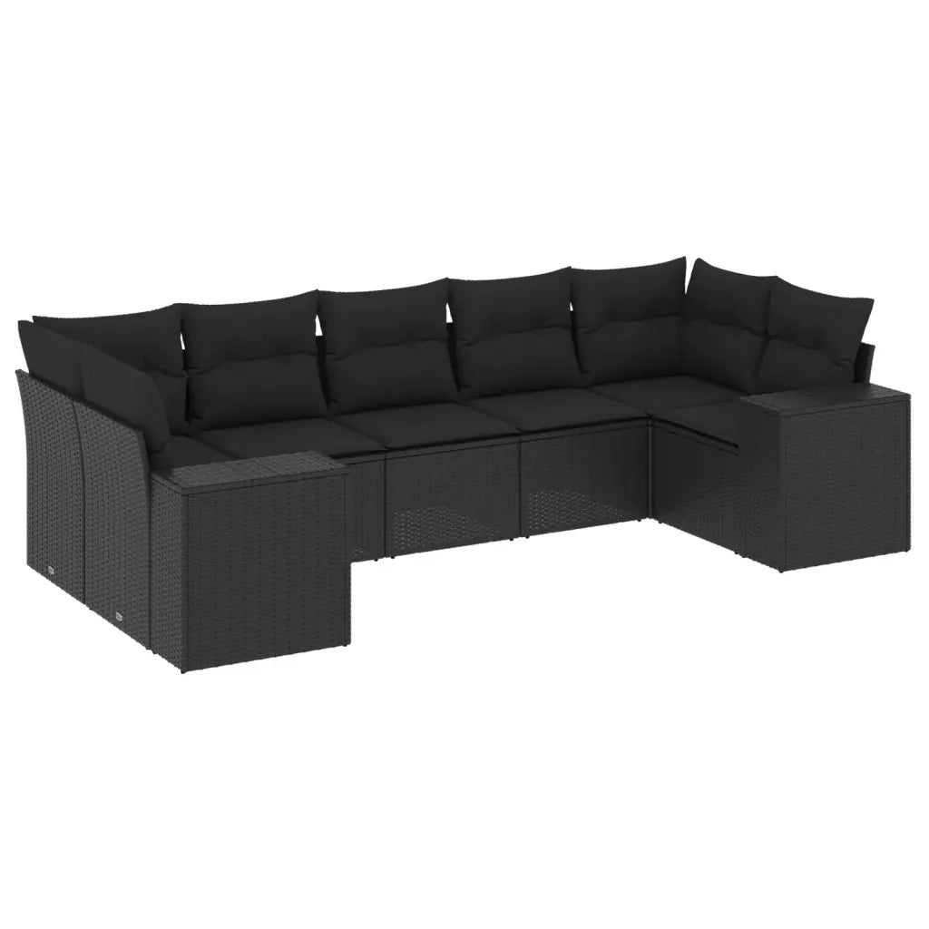 Set Divani da Giardino con Cuscini 7pz Nero Polyrattan 3222984
