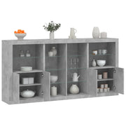 Credenza con Luci LED-Buffet-Armadio da cucina Grigio Cemento 202x37x100 cm