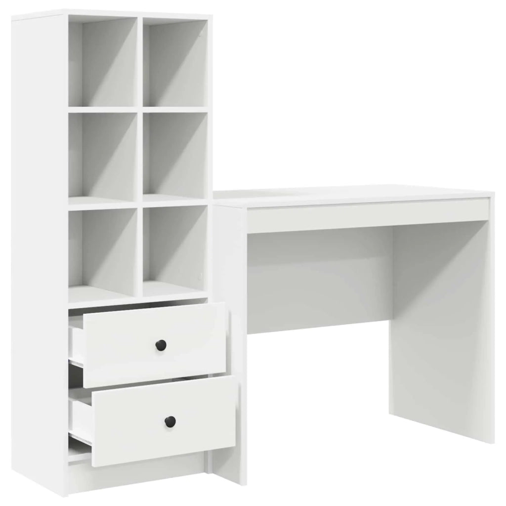 Scrivania con cassetto con lo scaffale 2 pcs Bianco 3337361