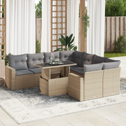 Set Divano da Giardino 9 pz con Cuscini Beige in Polyrattan 3326290