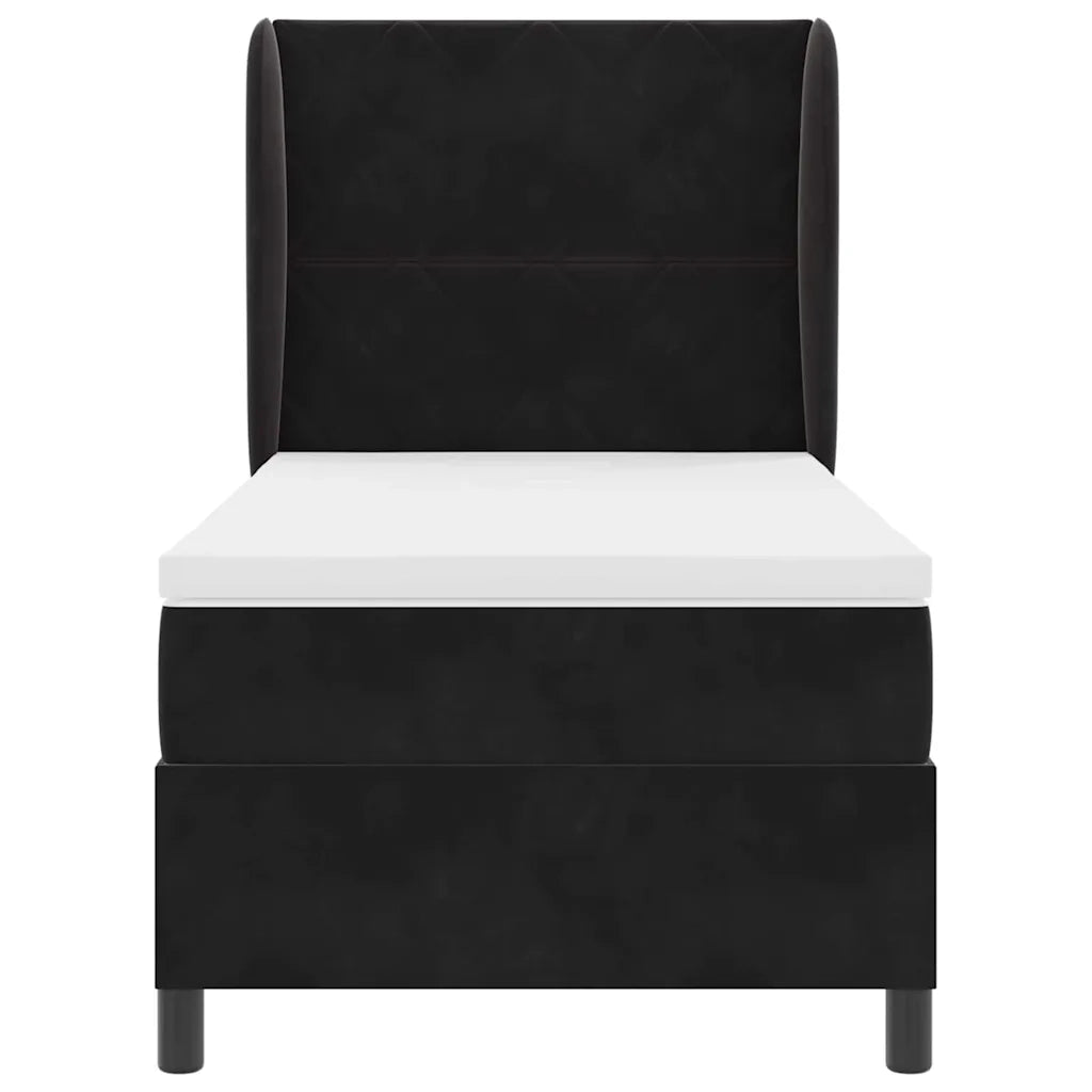 Letto a molle con materasso Nero 200 x 90 cm Velluto 3340966