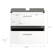 Set di mobili da bagno WILLIAM – Grigio scuro e bianco – 146x191x34 cm