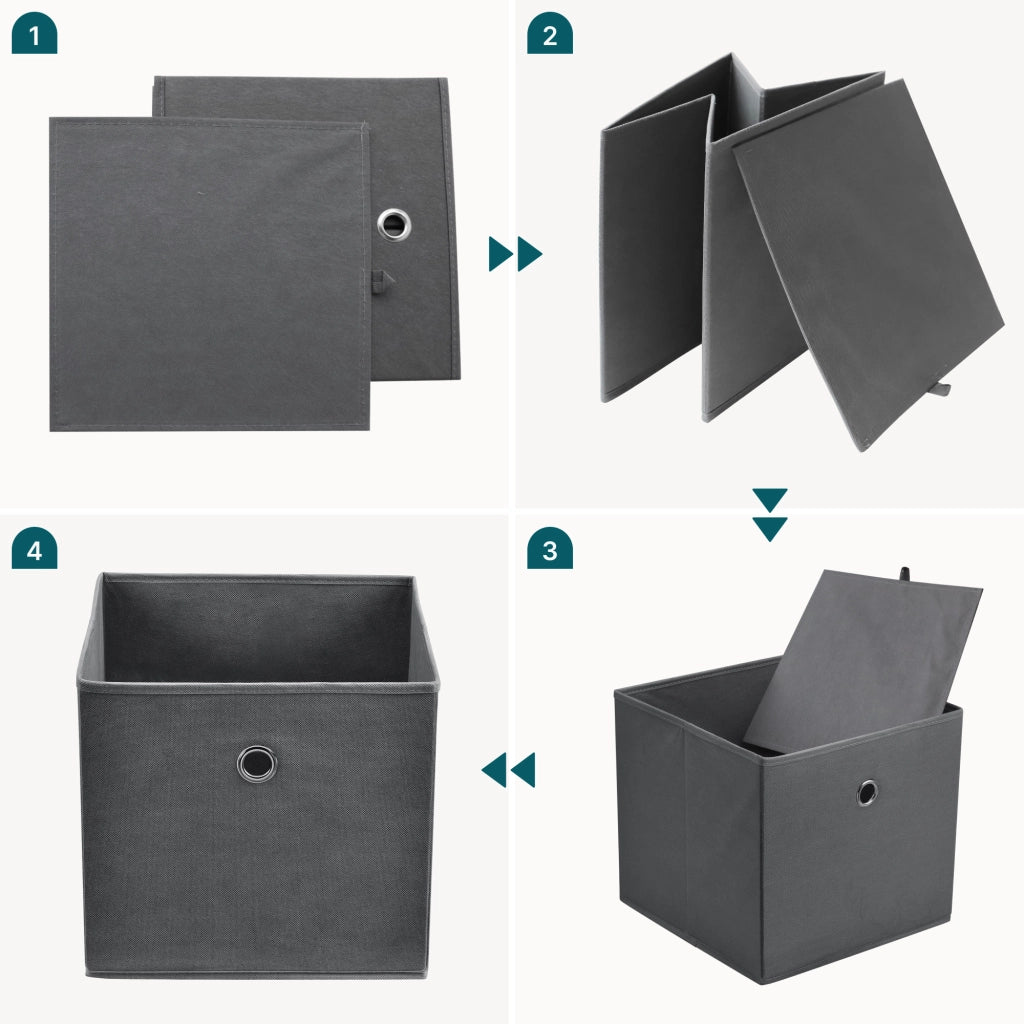 Set di 10 Scatole Pieghevoli Portaoggetti in Tessuto 28 x 30 x 30 cm - Grigio Scuro [en.casa]
