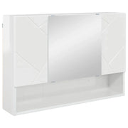 Mobiletto per Specchio | Armadio da bagno con porta Bianco Lucido 80 x 17 x 55 cm