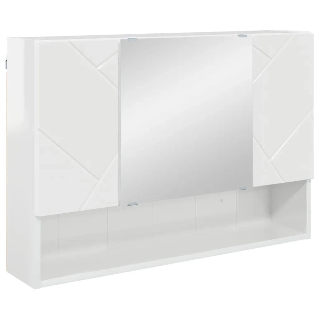 Mobiletto per Specchio | Armadio da bagno con porta Bianco Lucido 80 x 17 x 55 cm