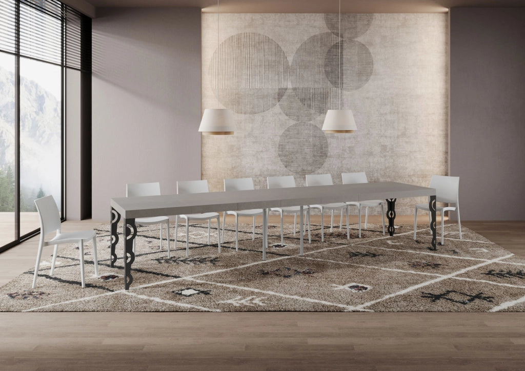 Tavolo allungabile 140/400x90 cm Karamay Premium cashmere gambe antracite