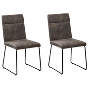 Set di 2 sedie da pranzo con sedile imbottito in tessuto grigio gambe a forma di U in metallo Nero