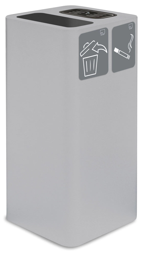 Pattumiera Per Raccolta Rifiuti 38x38xh80 cm In Acciaio Verniciato con Coperchio Basculante Bianco