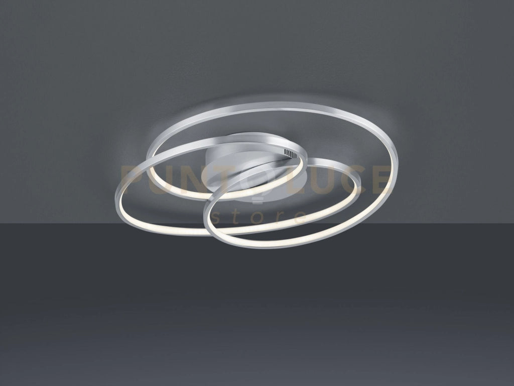 GALE PLAFONIERA LED 38,5W 5000lm, 3000K ACCIAIO SATINATO CERCHI CONCENTRICI CON REGOLAZIONE INTENSITA' CON INTERRUTTORE D.60CM