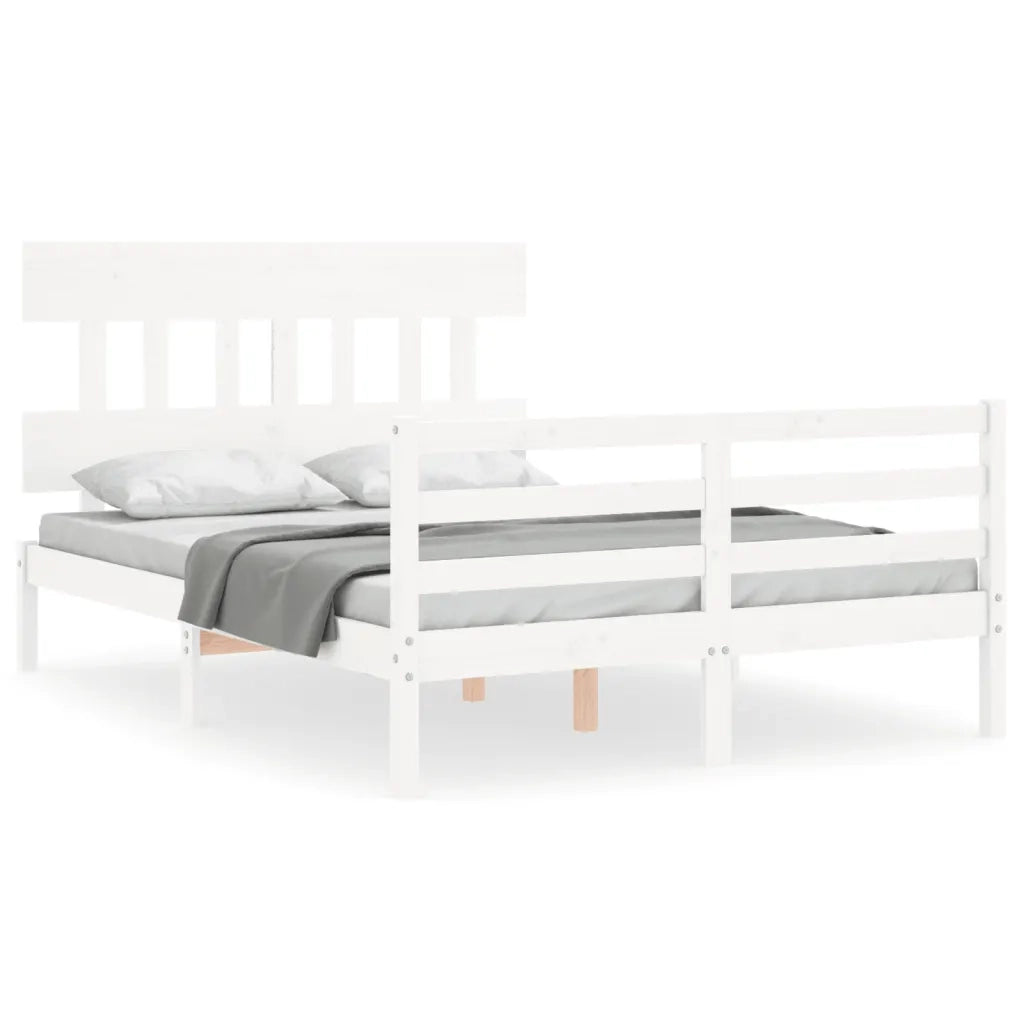 Giroletto con Testiera-Struttura Letto con testiera Bianco 120x200 cm in Legno Massello 386583