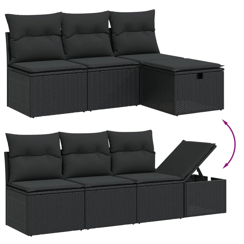 Set Divani da Giardino 9 pz con Cuscini Nero in Polyrattan 3263281