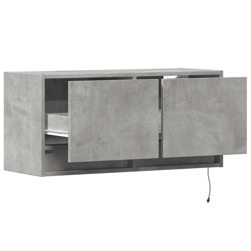 Mobile TV a Parete con Luci LED Grigio Cemento 80x31x35 cm 852358
