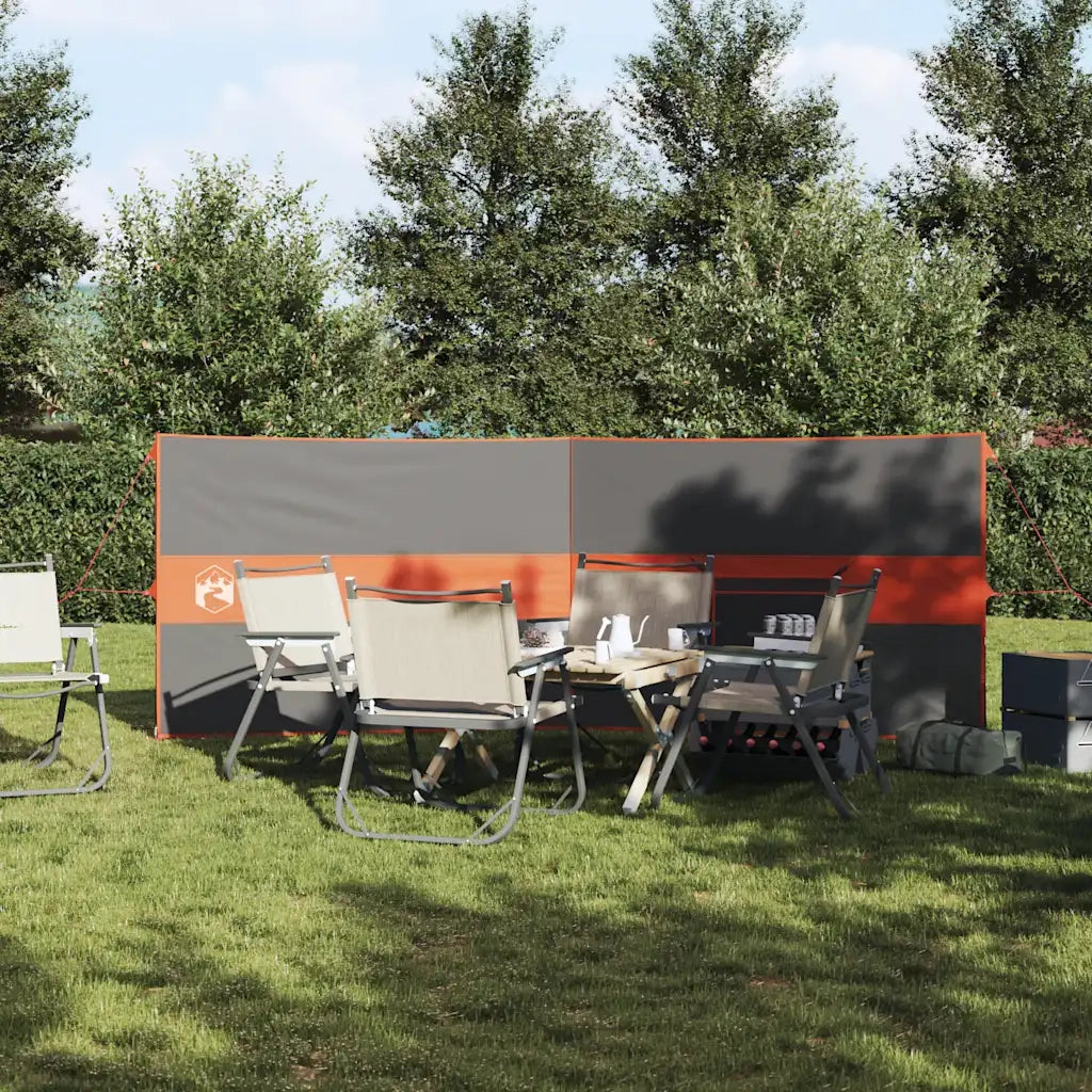 Frangivento Campeggio Grigio Arancione 344x120 cm Impermeabile 4009653
