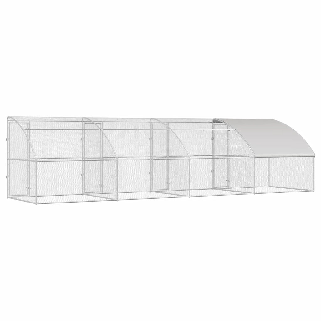 Gabbia per polli 4 pcs Argento 800 x 200 x 200 cm Acciaio e PE