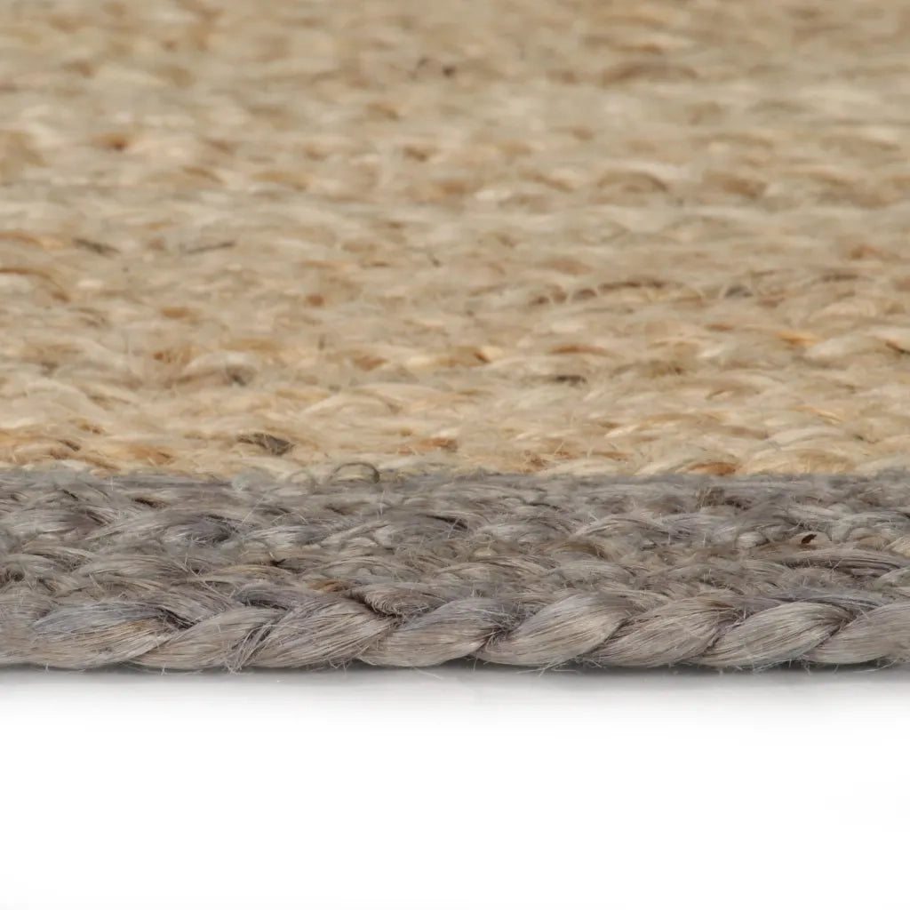 Tappeto Lavorato a Mano in Juta con Bordo Grigio 180 cm 343602