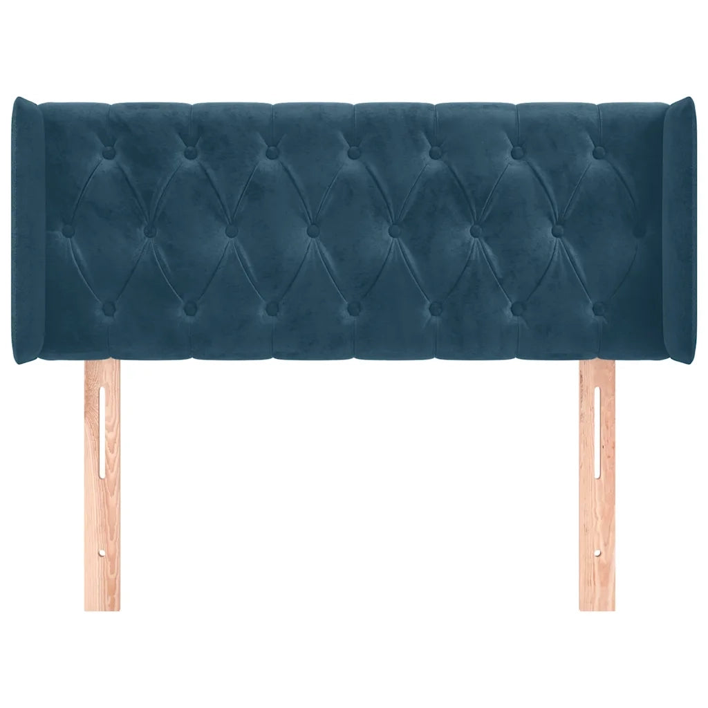Testiera | Testata ad Orecchio Blu Scuro 93x16x78/88 cm in Velluto