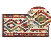 Tappeto di lana multicolore 80 x 150 cm kilim fatto a mano con nappe soggiorno camera da letto