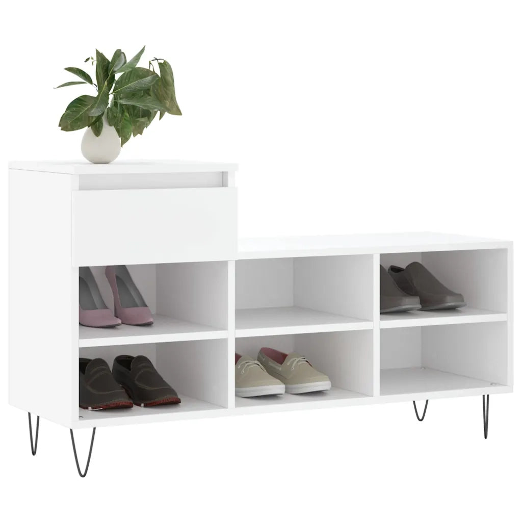 Scarpiera-Scaffale per scarpe Bianca 102x36x60 cm in Legno Multistrato 358011