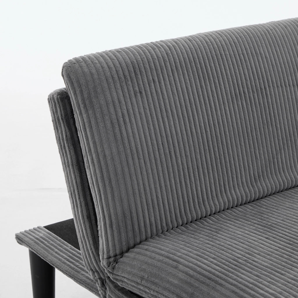 Divano 2 Posti Reclinabile ¨C MINIMAL ¨C Velluto Grigio, Gambe Nere, Struttura in Legno