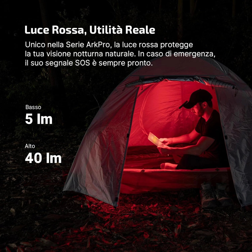 ArkPro Lite 1.200 Lumen Torcia Portatile da Tasca con LED Bianco, Luce UV e Luce Rossa, per Portata Quotidiana, Uso Domestico, Attività All'aperto, Rilevamento e Emergenze (Nero)