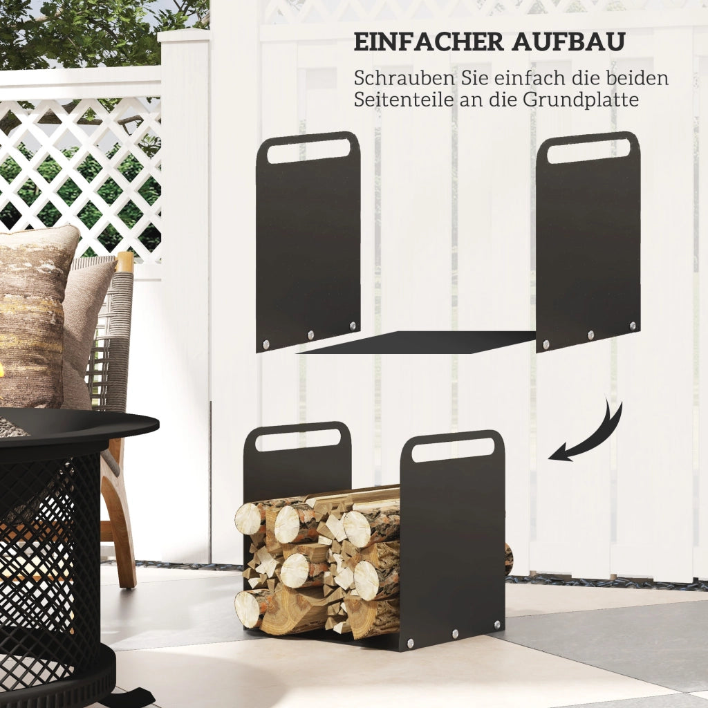 Supporto per legna da ardere con maniglie ¨C zephmum ¨C nero 36x30x36cm