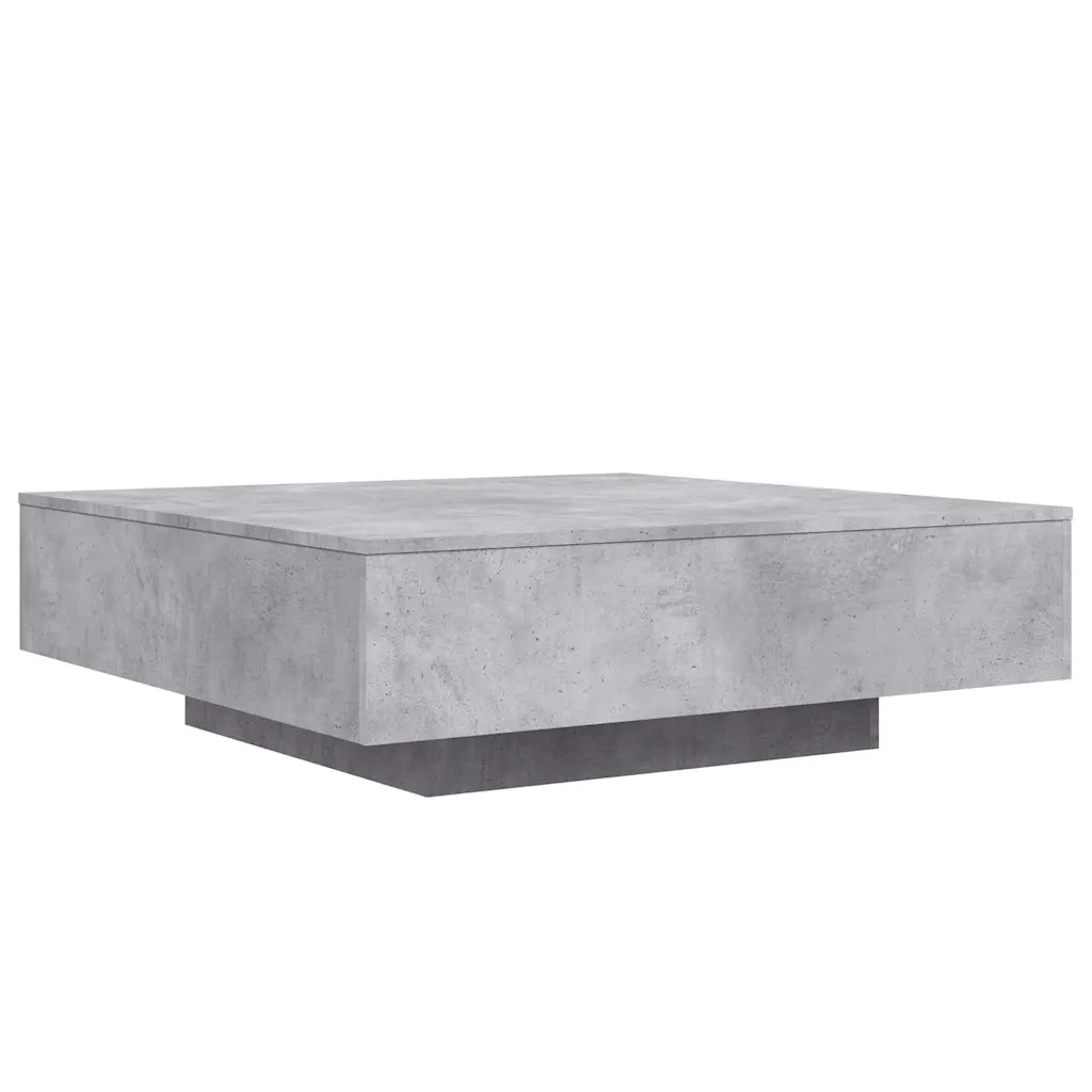 Tavolino da Soggiorno con Luci LED-Tavolino da Salotto-Tavolo Grigio Cemento 100x100x31 cm