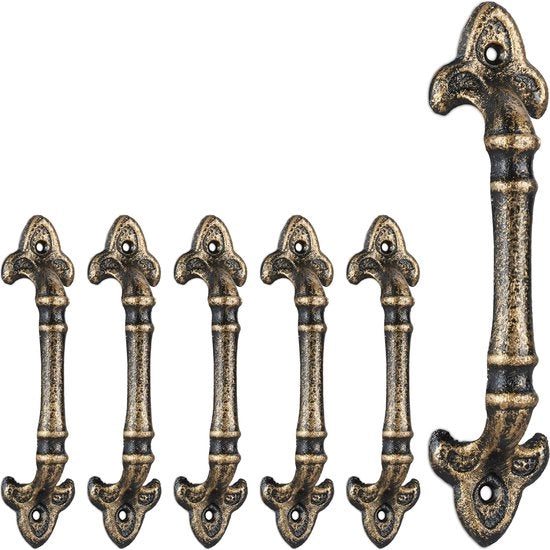 6 maniglie per mobili vintage - maniglia a mano in ghisa - maniglia per porte - maniglia per cucina - bronzo