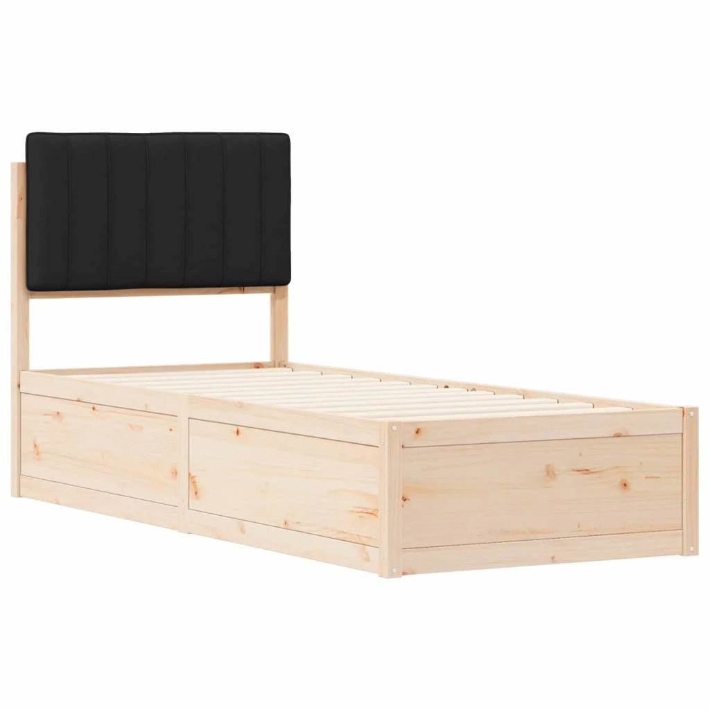 Letto con Testiera Rivestita Nero 75 x 190 cm Pino massello 877811