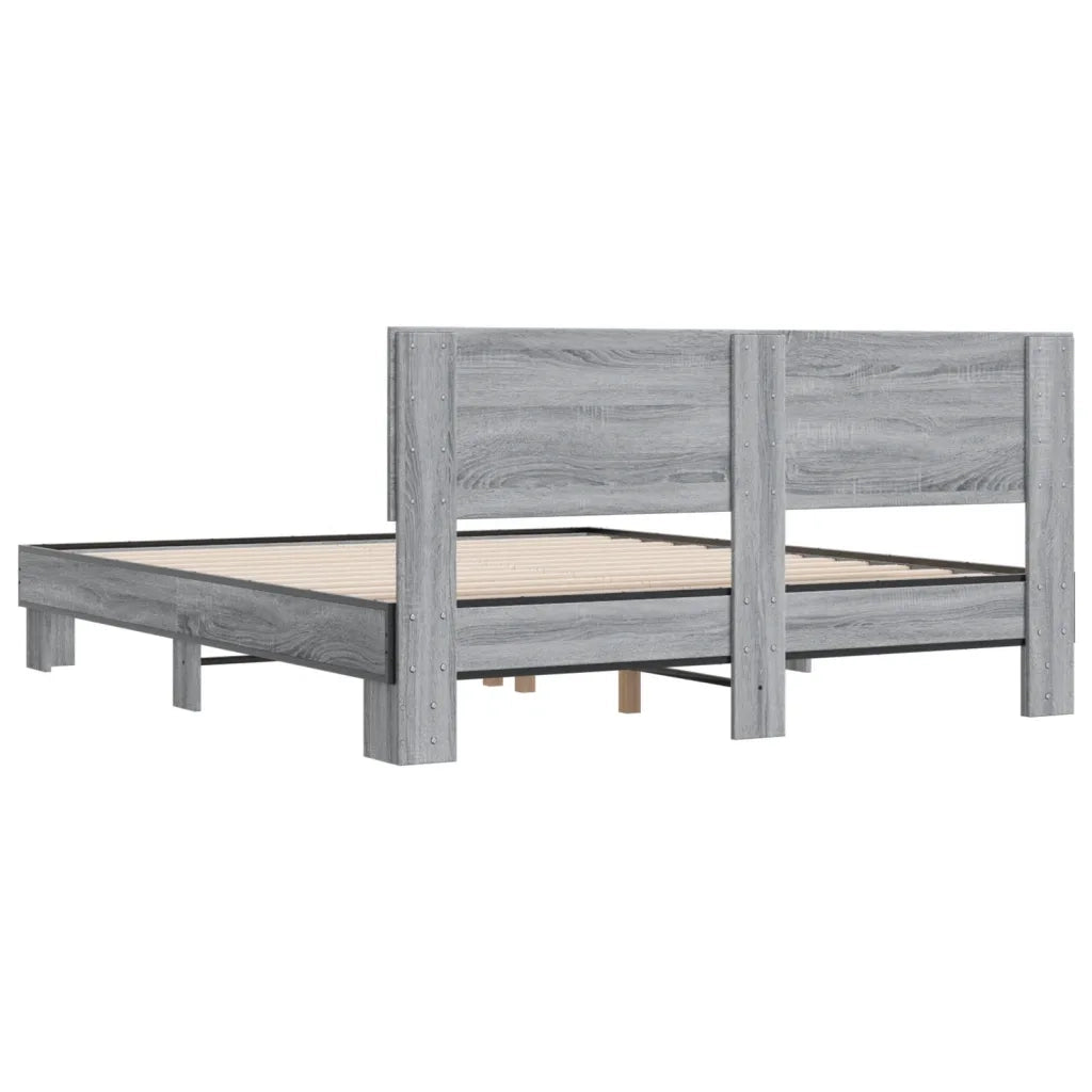 Giroletto Grigio Sonoma 160x200 cm in Legno Multistrato Metallo
