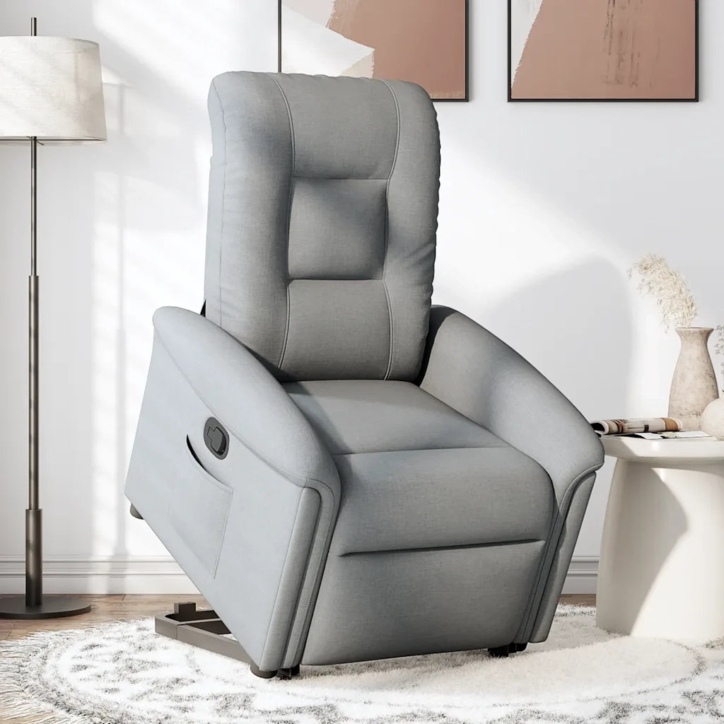 Poltrona | Sedia Relax Alzapersona Reclinabile Grigio Chiaro in Tessuto