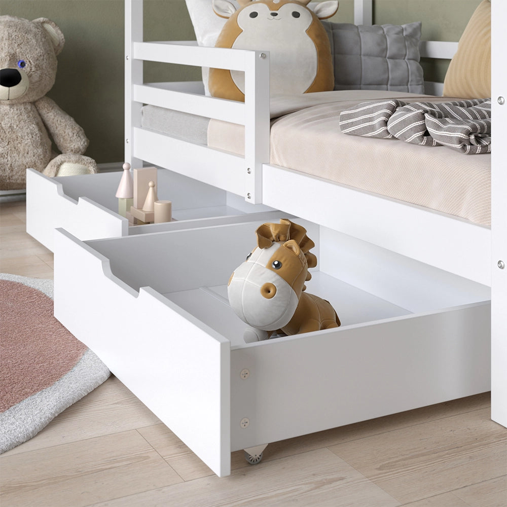 Vitalispa Letto montessori bambini Bianco 160 x 80 cm con scatole portaoggetti