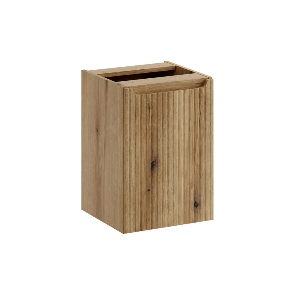 Mobile bagno VANO 40 cm in rovere sospeso con cesto della biancheria