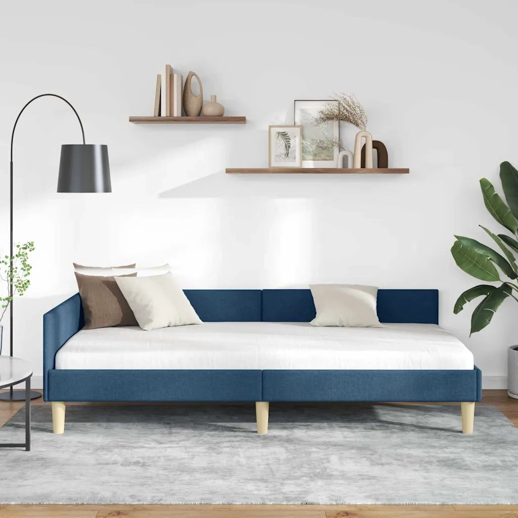 Cornice del letto ad angolo Blu 100 x 200 cm Tessuto 42016132
