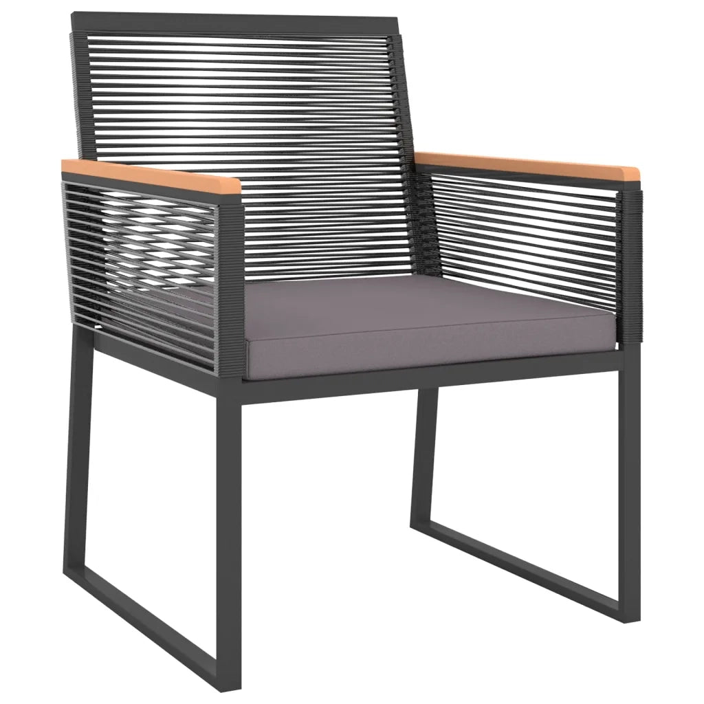 Set Mobili da Giardino 4 pz con Cuscini Nero in Acciaio 360092