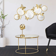 Taketa, Tavolino da Salotto Decorazioni con Farfalle, 60x60x41h cm oro