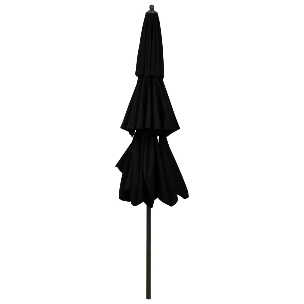 Ombrellone a tre livelli con palo in alluminio nero da 3 m 02_0008759