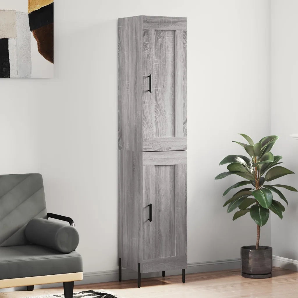Credenza | Madia | Buffet da pranzo | Armadio da pranzo Grigio Sonoma 34,5x34x180 cm in Legno Multistrato