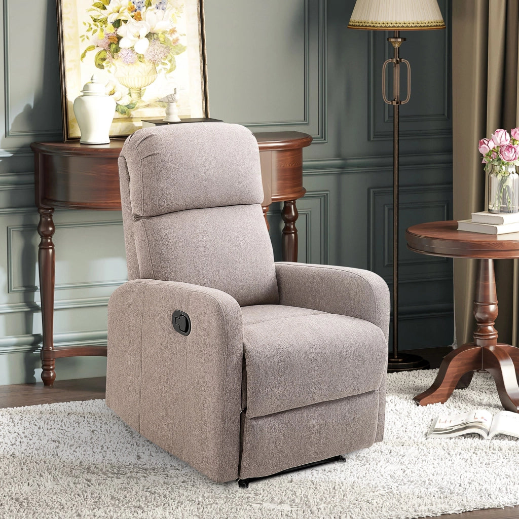 Poltrona Relax Reclinabile Manuale 66x83x107 cm in Tessuto Effetto Lino Grigia