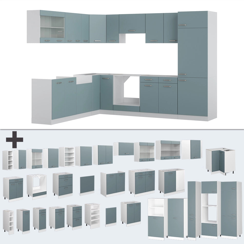 Vicco Cucina angolare completa Blu-grigio/bianco 227 x 287 cm , PL Antracite