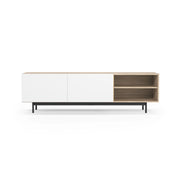 Mobile TV Herdasa effetto rovere chiaro e bianco gambe grafite 52x180x44