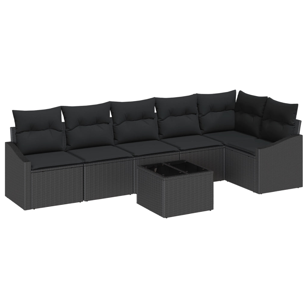 Set da Pranzo da Giardino 7 Pezzi con Cuscini Beige in Polyrattan