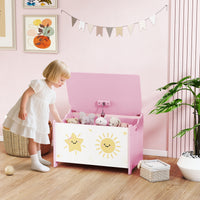 Baule Portagiochi per Bambini 60x37x39 cm con Coperchio in MDF Rosa