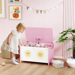 Baule Portagiochi per Bambini 60x37x39 cm con Coperchio in MDF Rosa