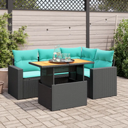 Set Divani da Giardino 5 pz con Cuscini in Polyrattan Nero